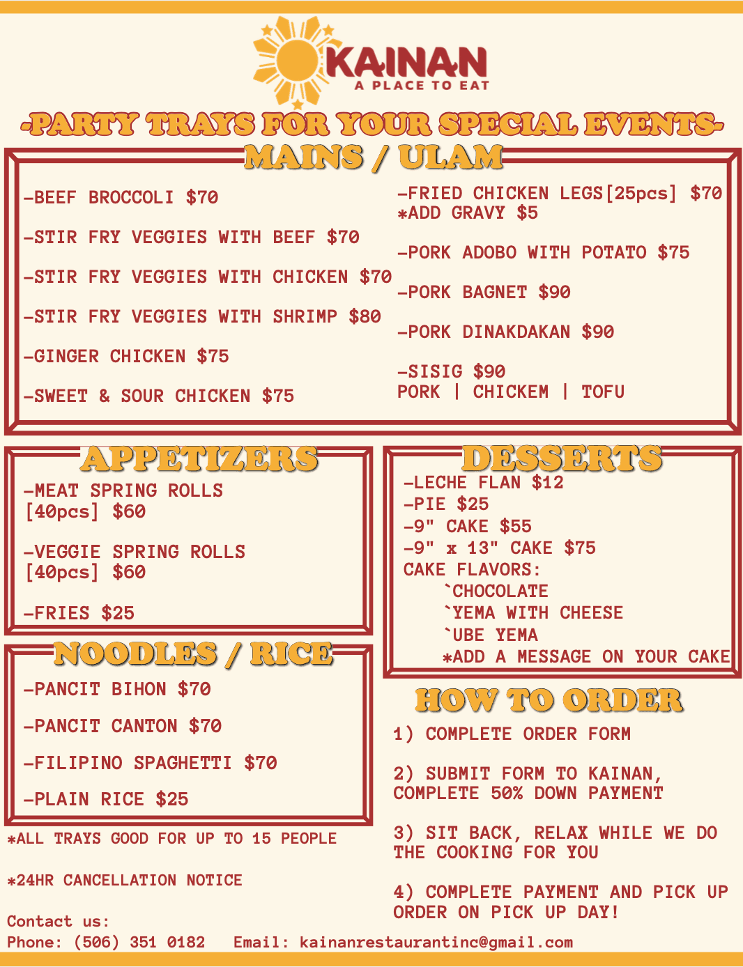 Tray menu